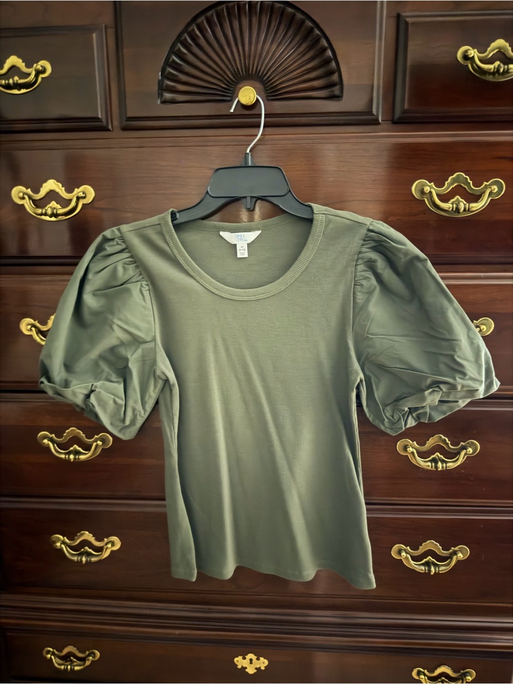 Women's Puff Sleeve Top - Olive